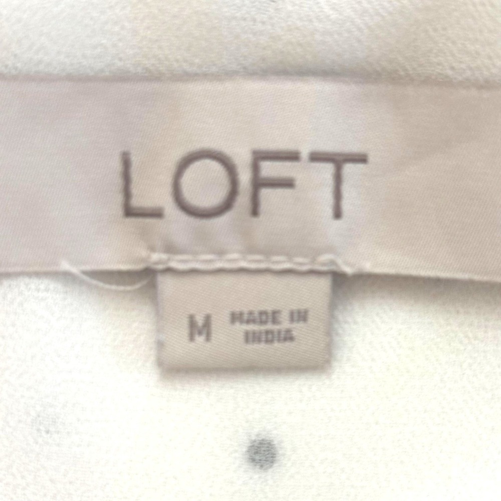 LOFT Simple Chic Elevated Basic Polka Dot Long Sleeve Square Neck Blouse M - Picture 6 of 8